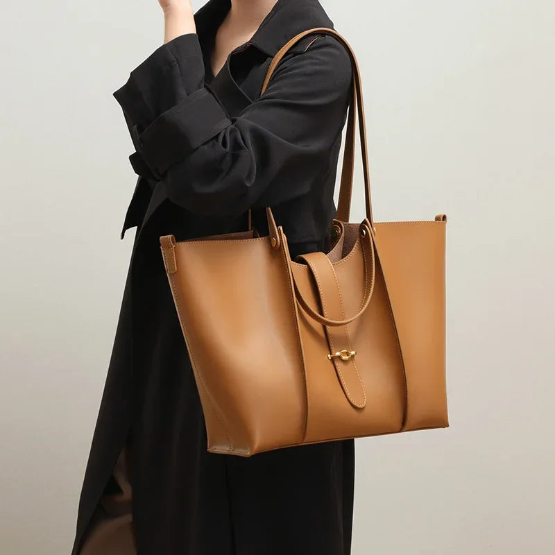 Cowhide Women’s Tote Bag - 6950-Brown