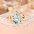 Creative New Leaf Shape Simple Women’s Ring - Gold Light Blue / No 10 - electronic accessories