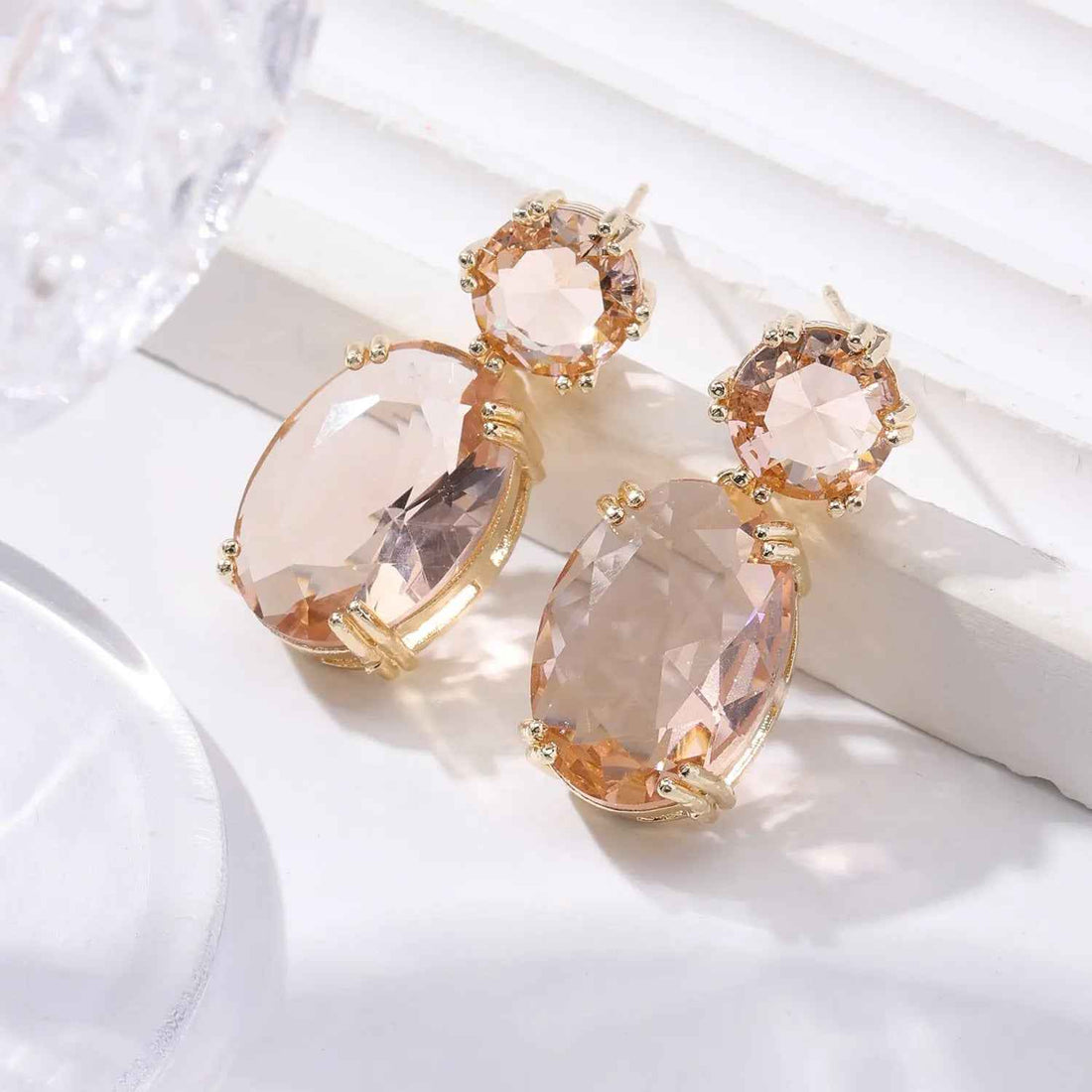 Creative Personality Drop-shaped Alloy Oval Earrings - EZ005 Champagne - electronic accessories