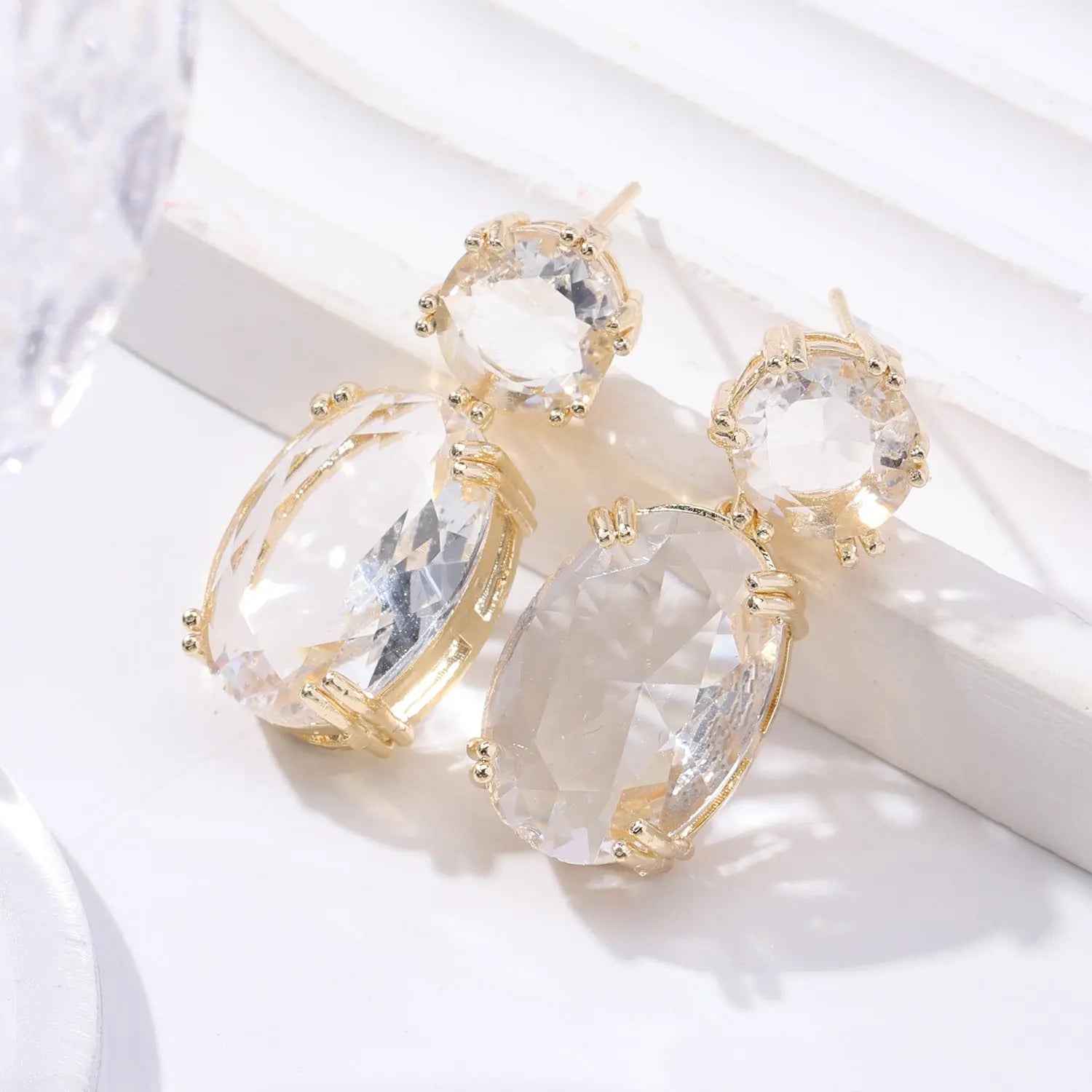 Creative Personality Drop-shaped Alloy Oval Earrings - EZ005 off white - electronic accessories