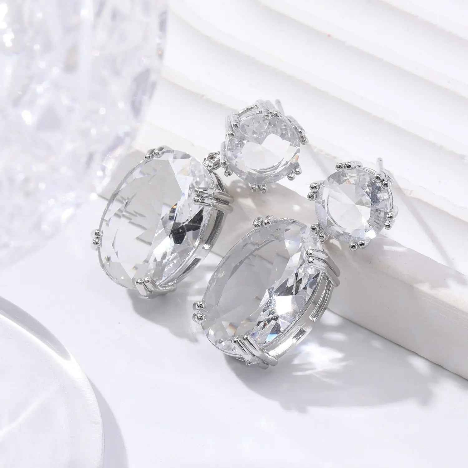 Creative Personality Drop-shaped Alloy Oval Earrings - EZ005 Silver - electronic accessories