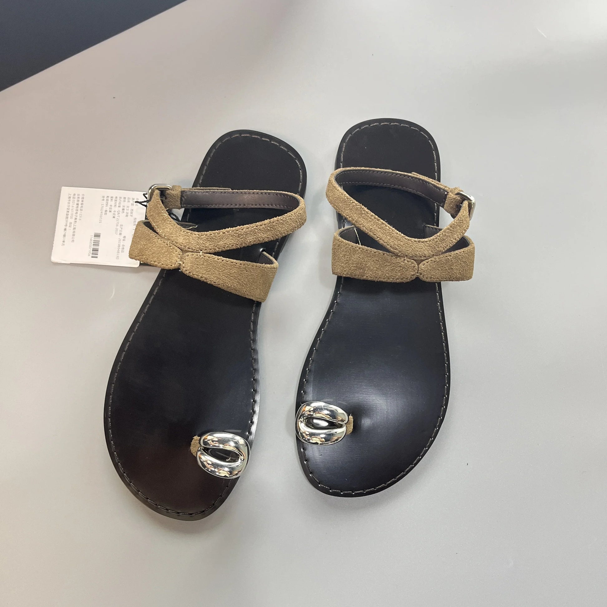 Cross-Strap Sandals with Top-Grain Leather