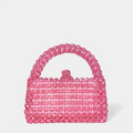 Crystal Bead Bag Hand Woven - Hot Pink