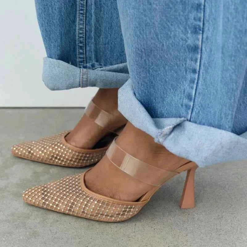 Crystal Mesh Breathable Thin High Heel  Women