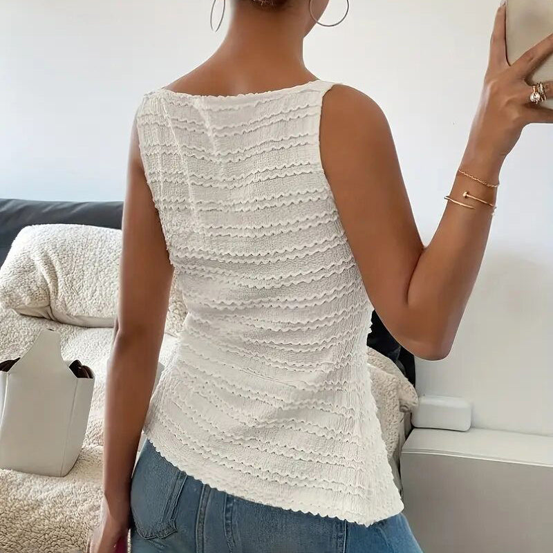 Womens Square Neck Button Up Vest Top - Norellé