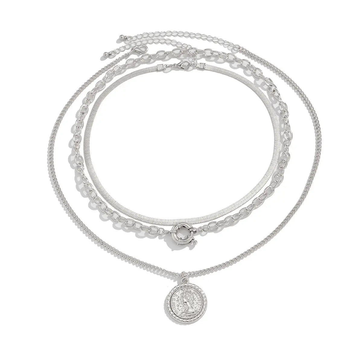 Vintage Ins Portrait Pendant Necklace Suit