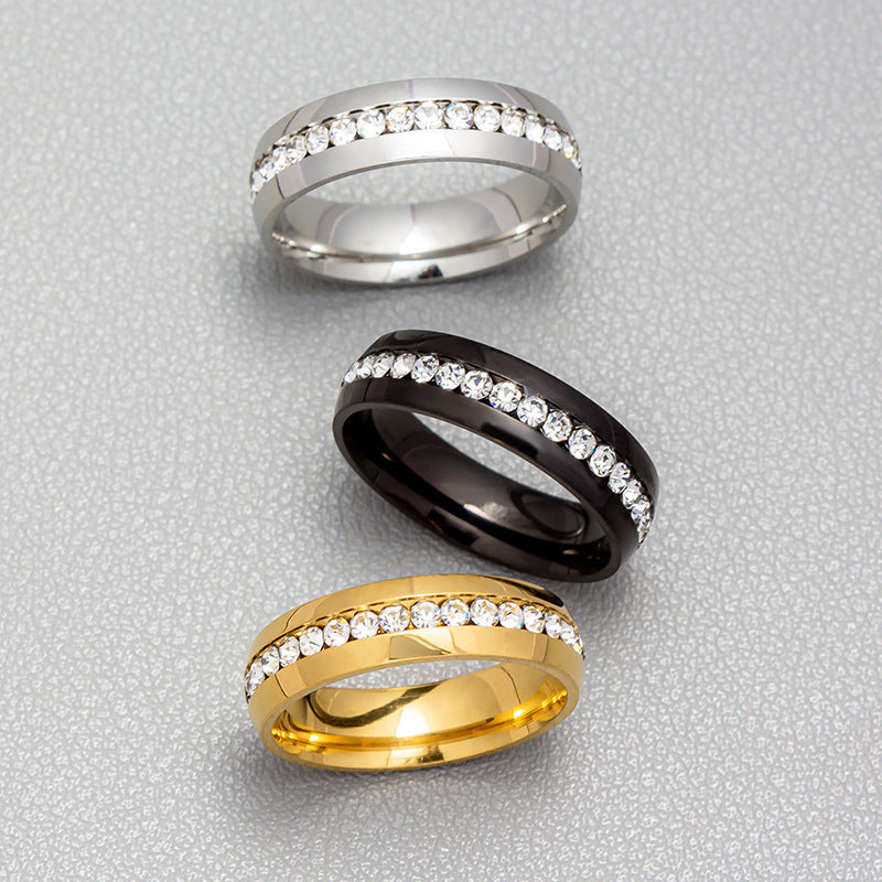 Personalized Fashion Single Row Diamond Ring Stainless Steel - Norellé