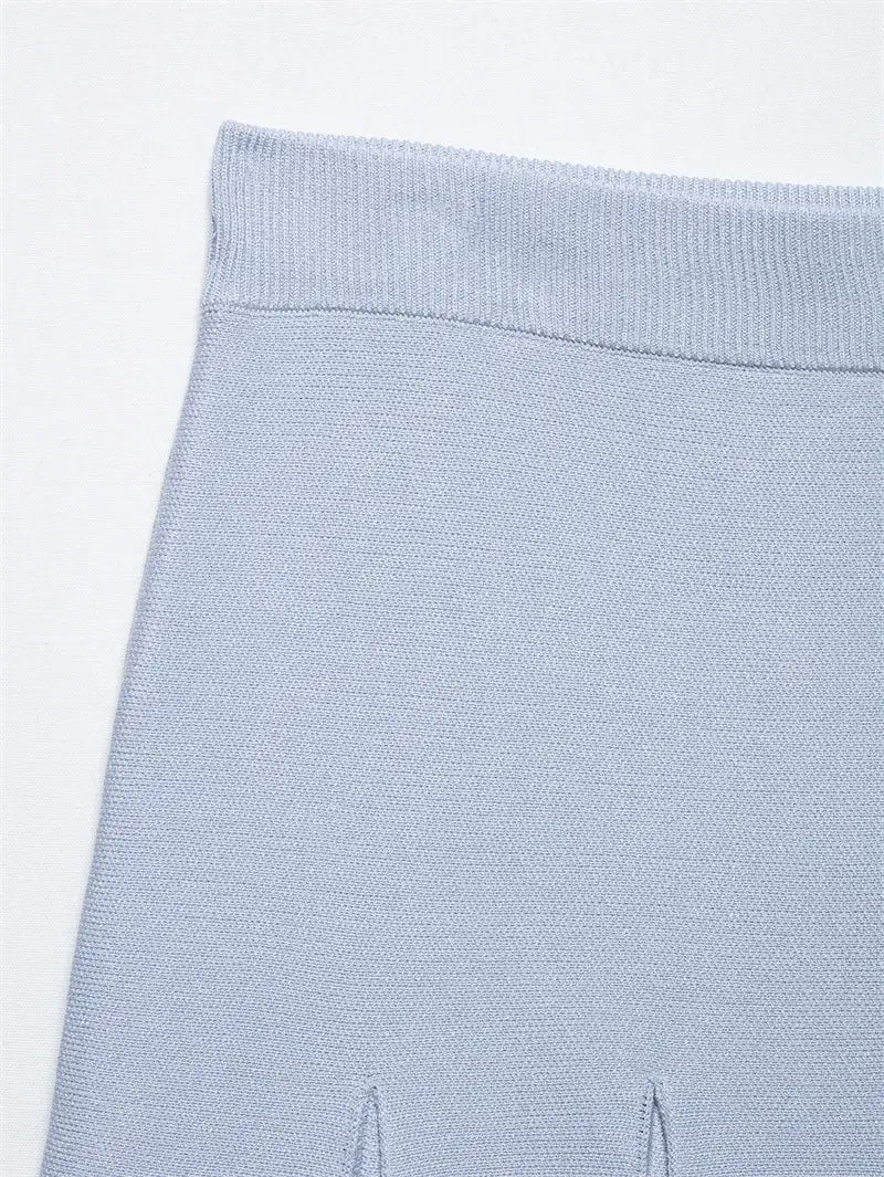 Jewelry Knitted Top Mini Skirt