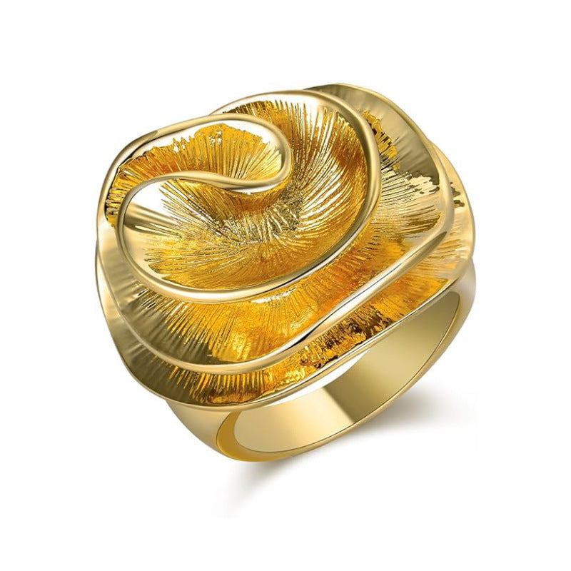 Creative Irregular Flower Ring Copper 18K Gold Women's - Norellé