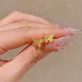 Vietnam Placer Gold Flower Love Butterfly Small Ear Studs - Norellé