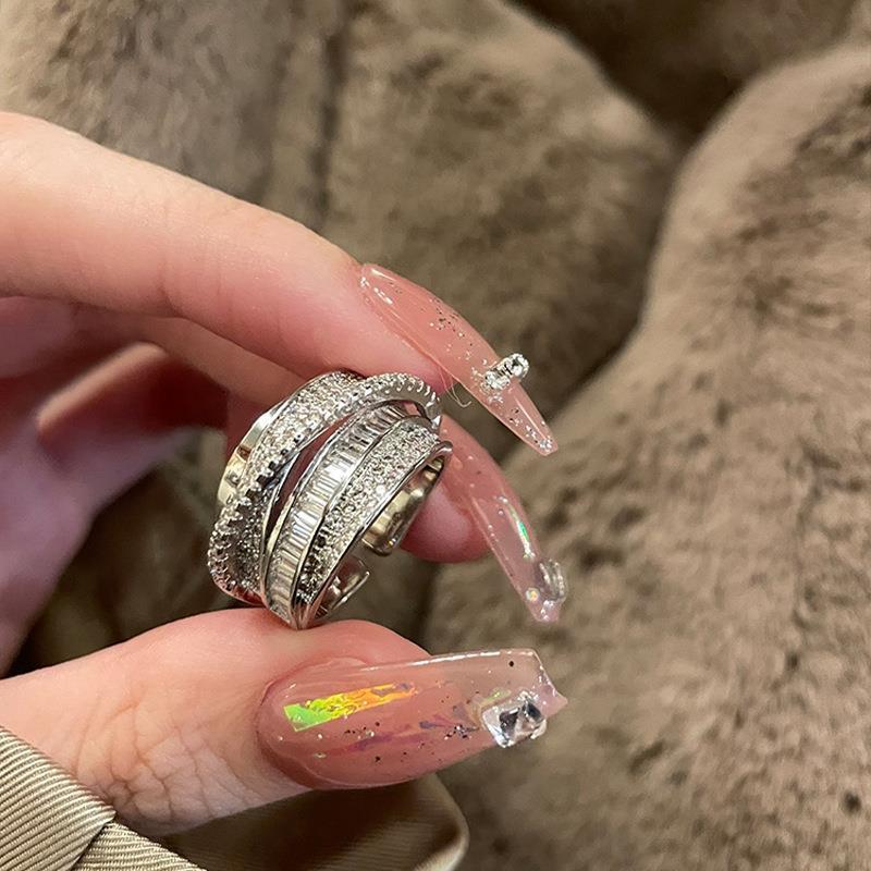 Shiny Geometric Ring Female Fashion Temperament Multi-layer Line Open Ring I - Norellé