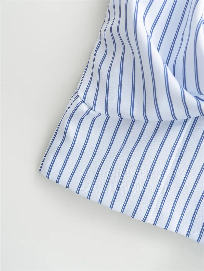 Striped Halter Backless Smocking Sling