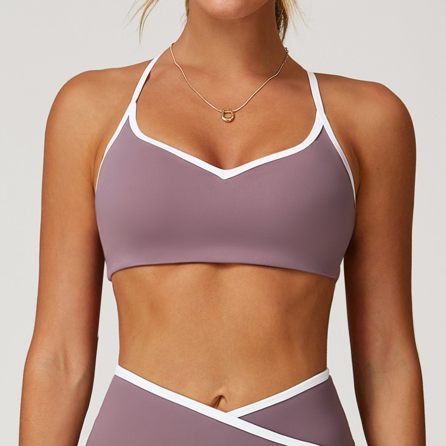Nude Feel Yoga Bra Hollow-out Beauty Back Contrast Color Quick-drying - Norellé