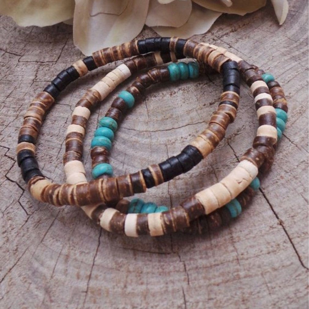 Simple Turquoise Wooden Bead Bracelet - Norellé