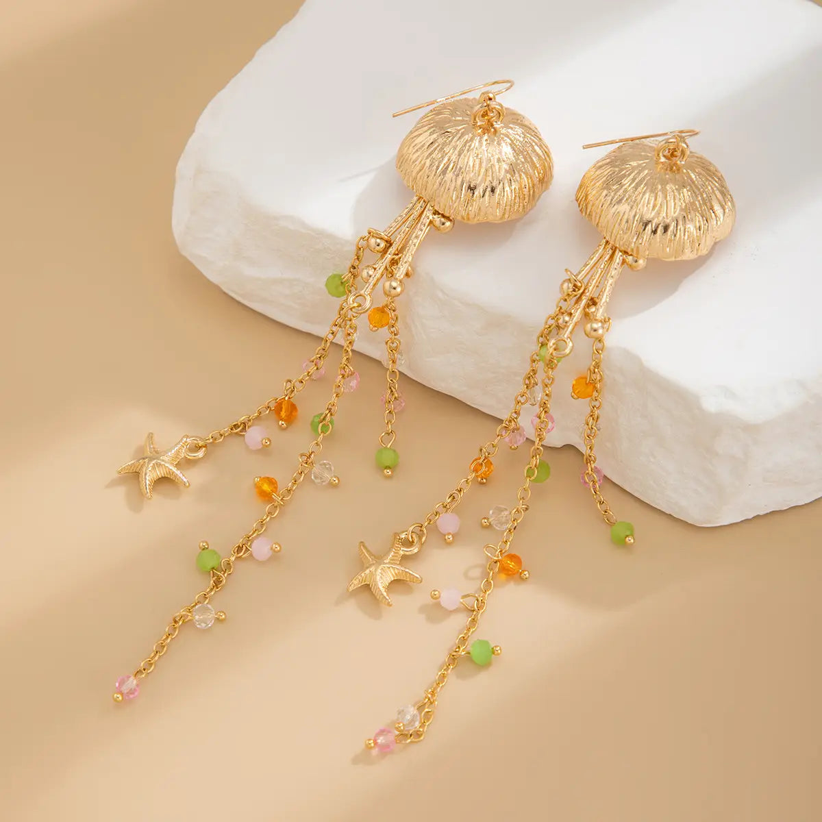 Holiday Beach Starfish Jellyfish Metal Alloy Earrings