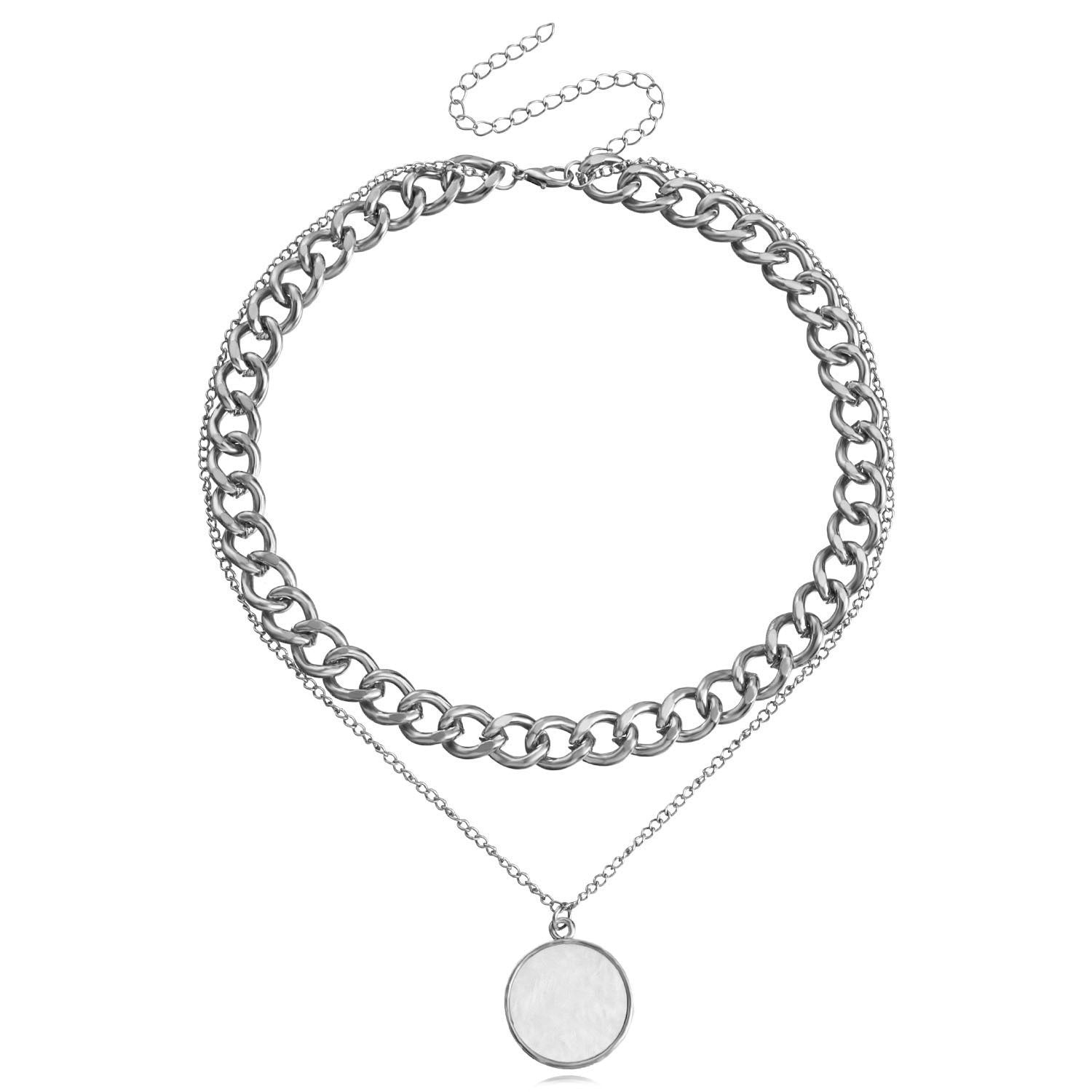 Double Layer White Shell Necklace Fashion Personality Metal - Norellé