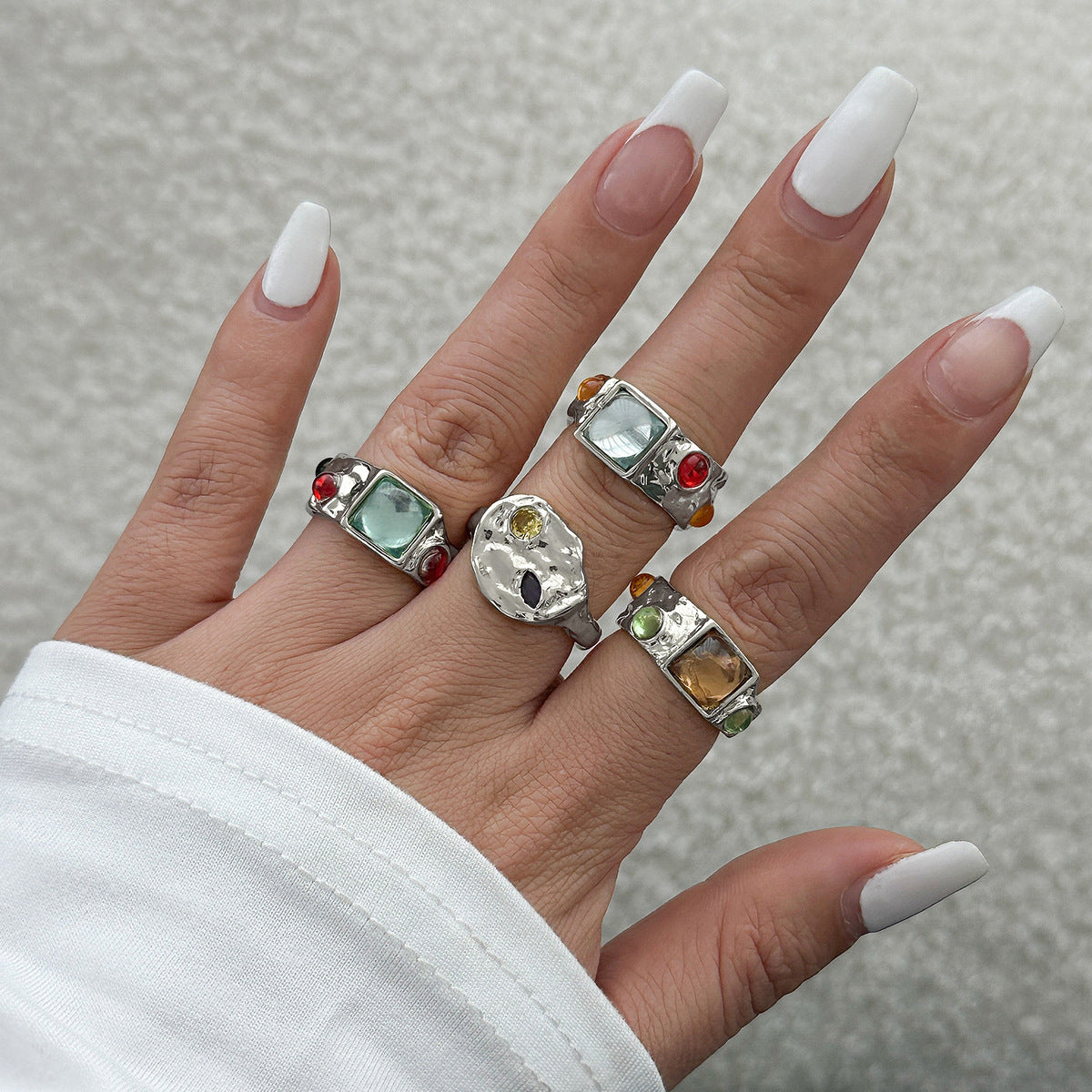Geometric Diamond Gemstone Ring Suit Women - Norellé