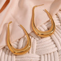 Fashion Simple Stainless Steel Plated 18K Curve Hook Earrings - Norellé