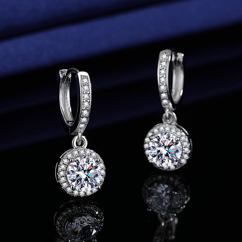 Moissanite Tassel Princess Round Bag 1 Karat Silver Earrings - Norellé