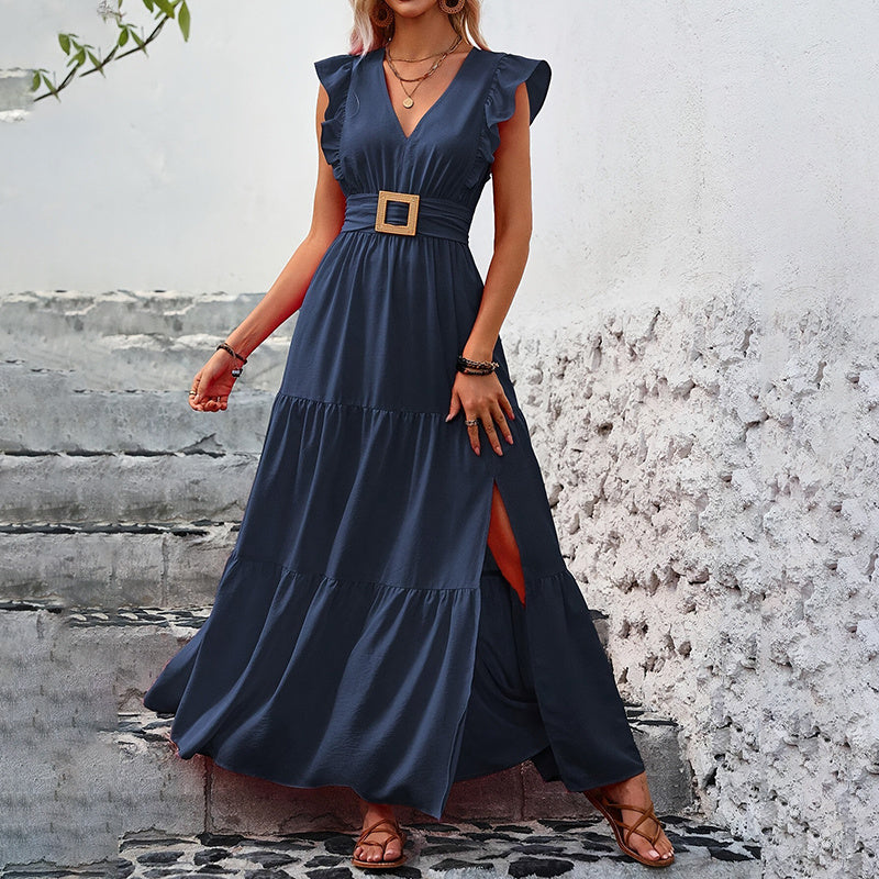 Women's Elegant V-Neck Maxi Dress - Norellé