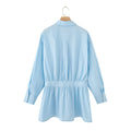Wide Pleated Design Shirt Short Dress - Norellé