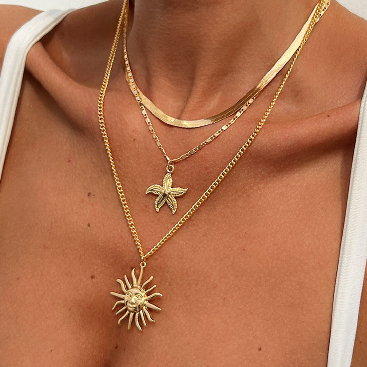 Exaggerated Face Sun Alloy Ring Suit Vacation Beach Geometric Adjustable Ring - Norellé