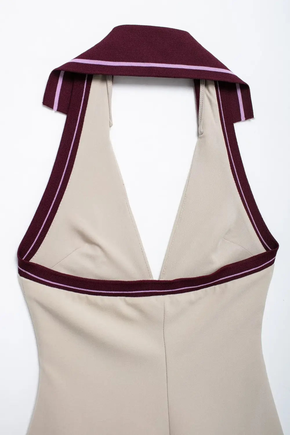 Women’s Stitching Stripe Decorative Rib Halter Dress