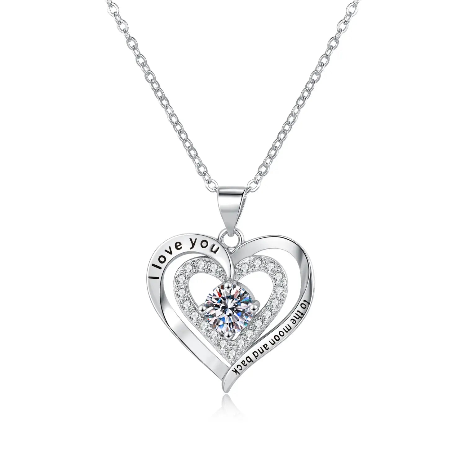 Birthstones Necklace Women’s Double Weight Heart Shape With Diamond
