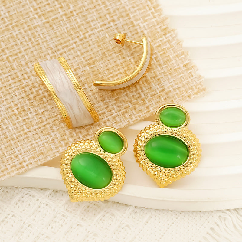 Opal Stainless Steel Studs Women's Gold Plated - Norellé
