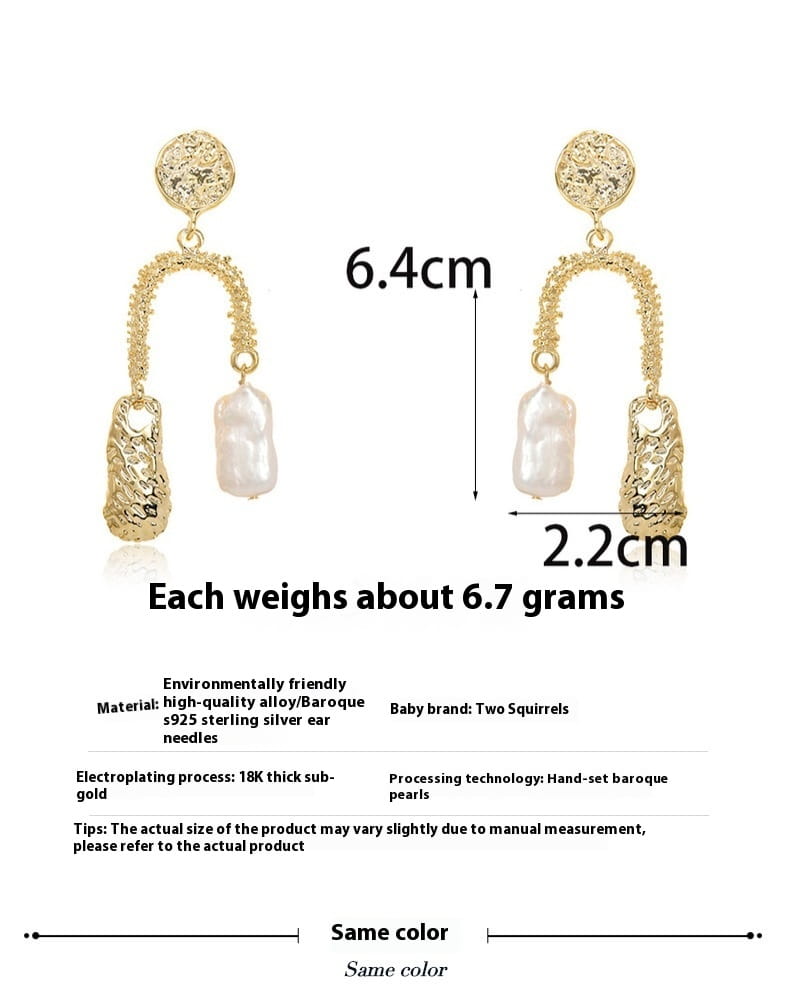 Natural Baroque Pearl Earrings Women’s Elegant U-shaped