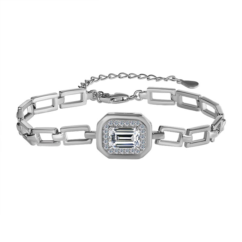 S925 Sterling Silver Moissanite Geometric Bracelet