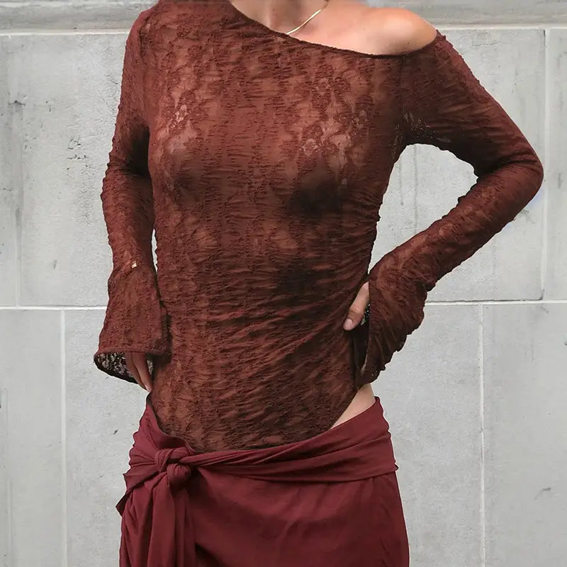 Women’s Mesh One-piece Dress Solid Color