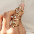 Cute 26 English Letters Open Adjustable Personality Ring - Norellé