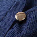 Dark Blue Irregular V-neck Fitted Waist Sweater Knitwear - Other