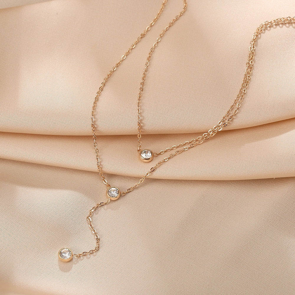 Single Diamond Zircon Tassel Titanium Steel Necklace For Women - Norellé