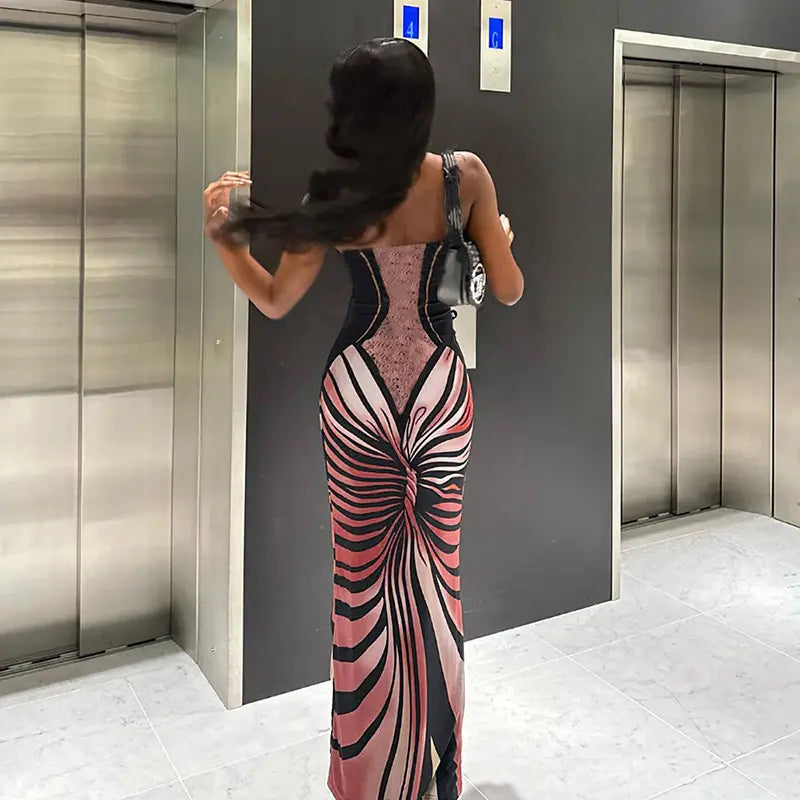 Women’s Spring Clothing Tube Top Dress High Slit Long