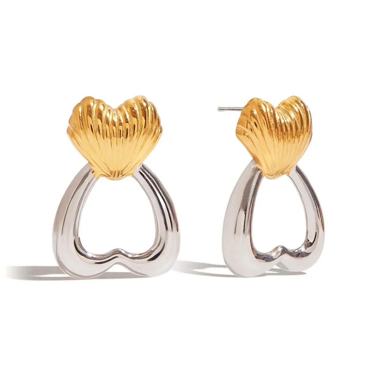 Design Color Matching Love Heart Stud Earrings Stainless Steel - Norellé
