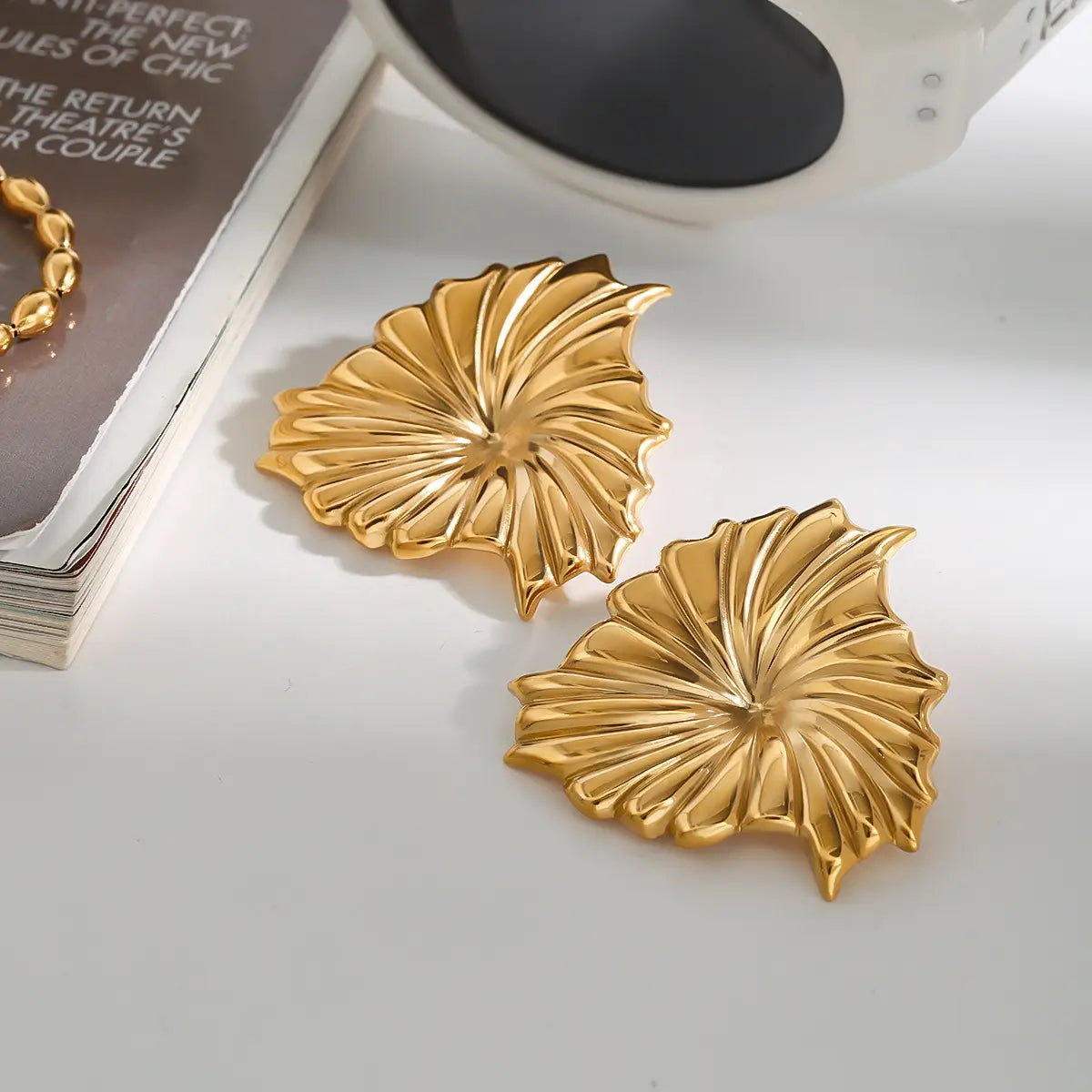 Sculpted Petal Gold Earrings