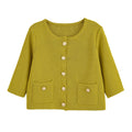 Golden Breasted Long Sleeve Knitted Coat Skirt Suit - Norellé