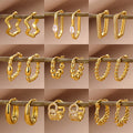 European And American Fashion 18K Gold-plated Square Inlaid Fashion Sense Titanium Steel Earrings - Norellé