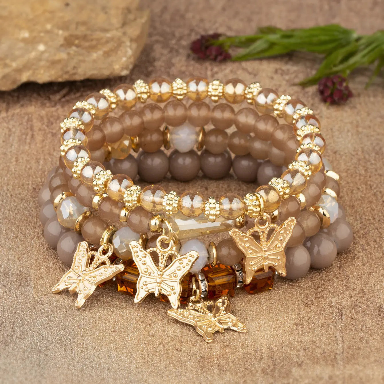 Multi-layer Wooden Bead Beaded Bracelet Elastic Bracelet Alluno