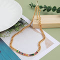 Design Color Zircon Copper Double Necklace - Gold - electronic accessories