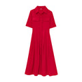 Design Sense Women’s Clothing Slim Slimming Poplin Dress - Red / L - Other