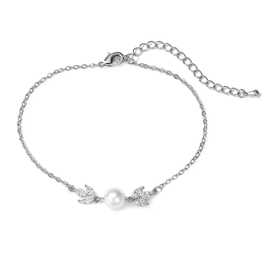 Design Vintage Pearl Bracelet Female Simple - White Gold Plated - electronic accessories