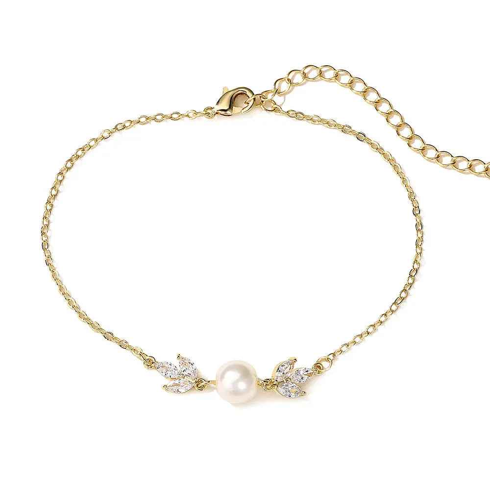 Design Vintage Pearl Bracelet Female Simple - White Gold Plated - electronic accessories