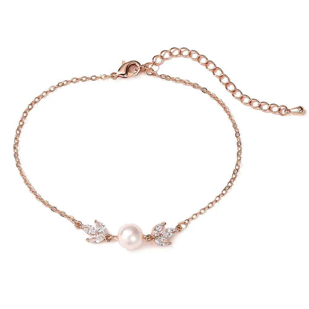 Design Vintage Pearl Bracelet Female Simple - White Rose Gold Plated - electronic accessories