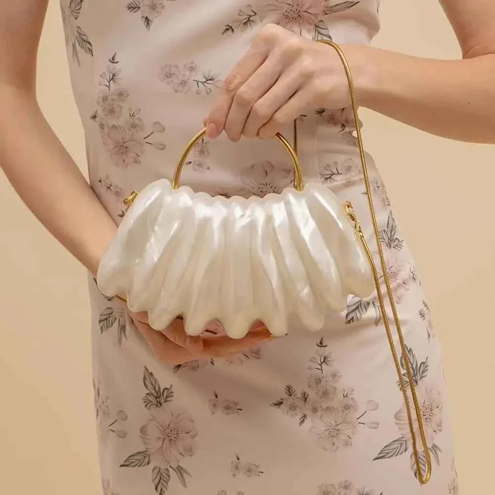 Designer Women Acrylic Mini Pearl White Ivory Bag