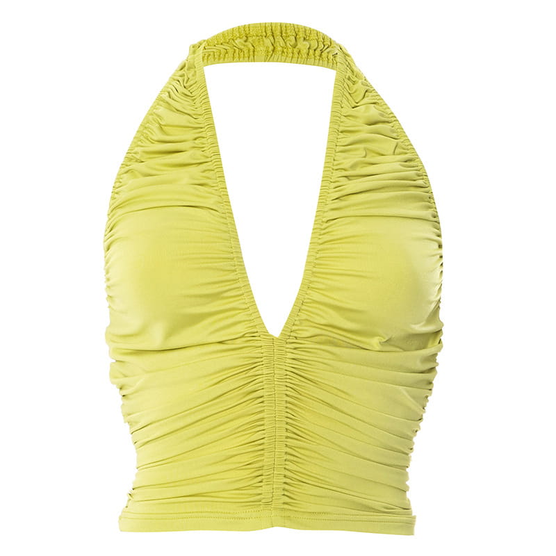 Women’s V-neck Pleated Backless Camisole