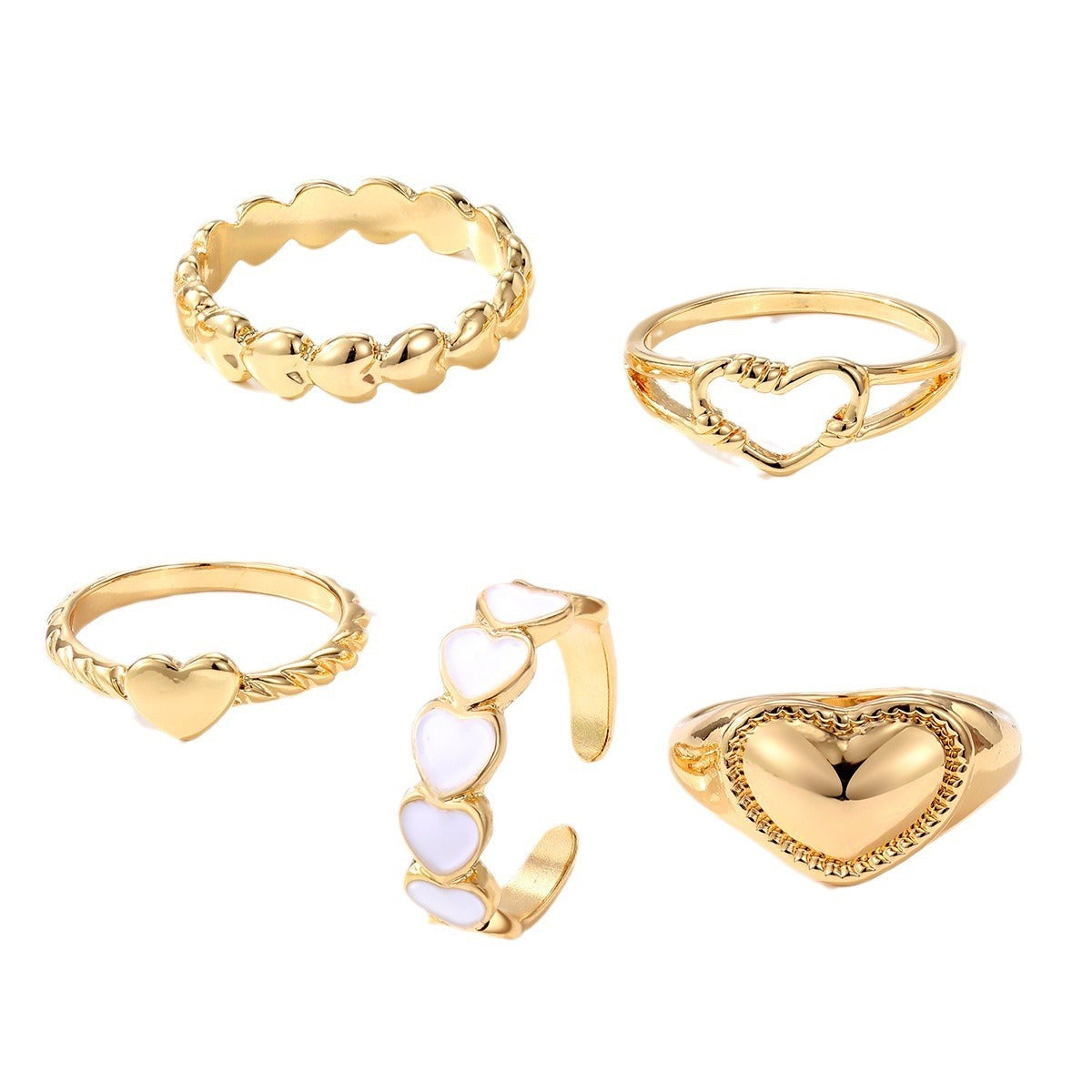 New 5-piece Set Of Love Oil Dripping Knuckle Ring - Norellé