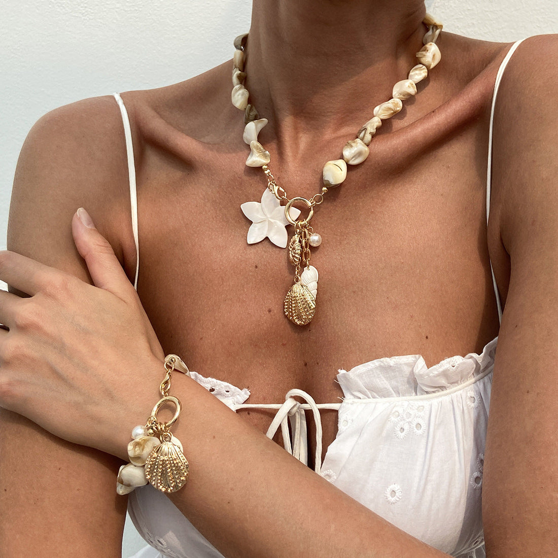 Casual Beach Shell Clavicle Necklace Suit - Norellé